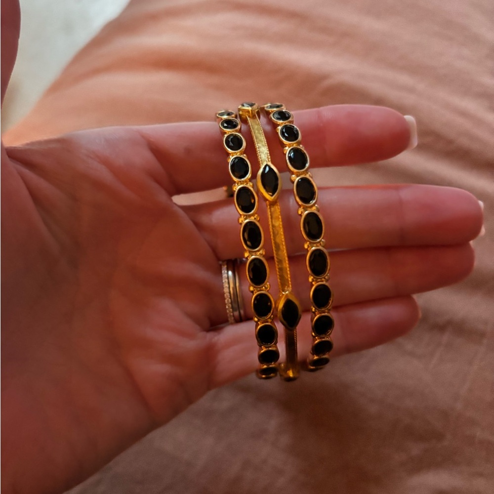 Julie Vos Gold and Black Gemstone Bracelets